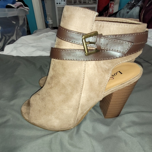 Lov Mark Open Toe Suede Booties size 10 - Picture 4 of 13